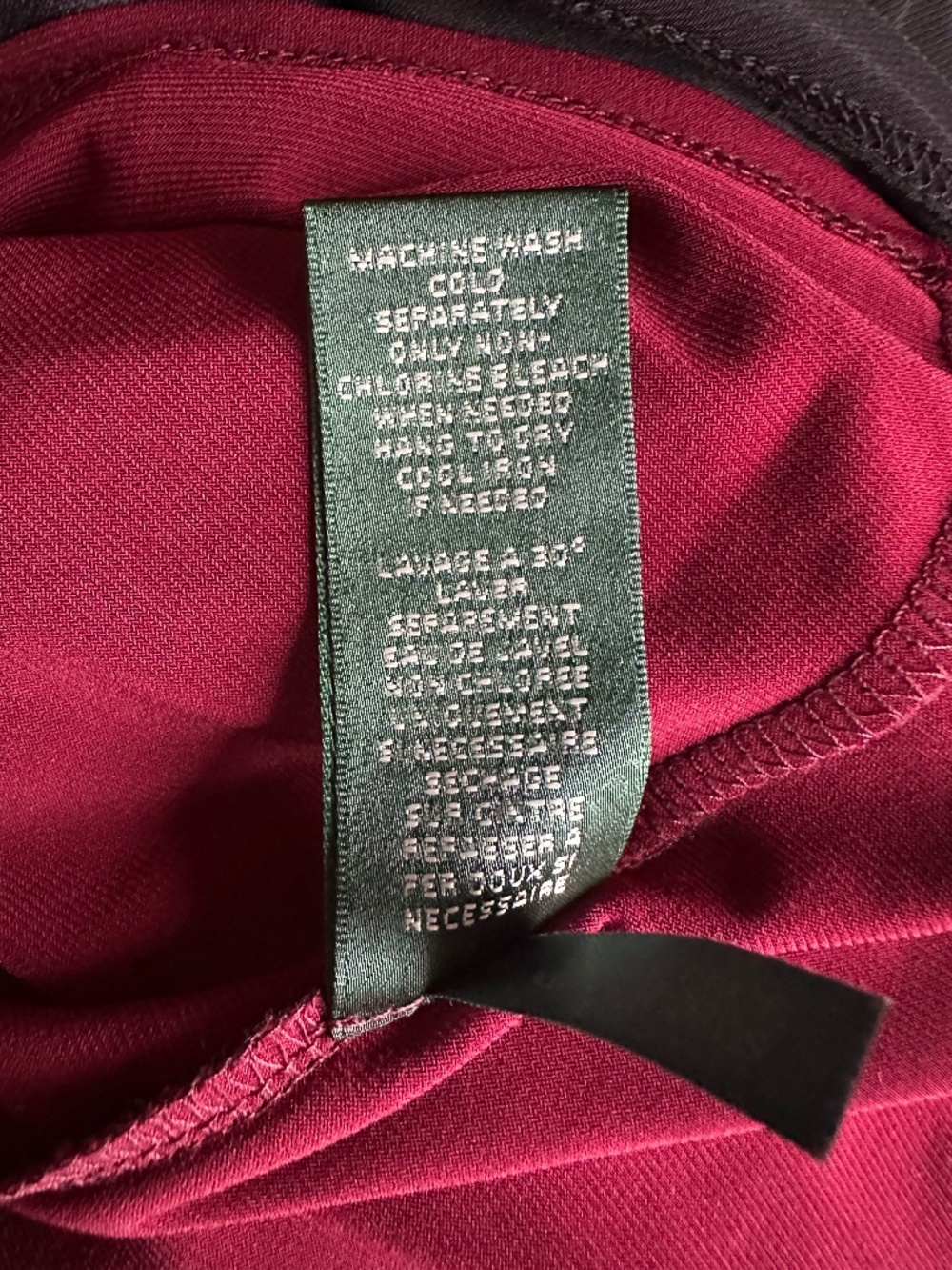 Lauren Ralph Lauren Dress 12 Burgundy Black Colorblock Ruched Sheath